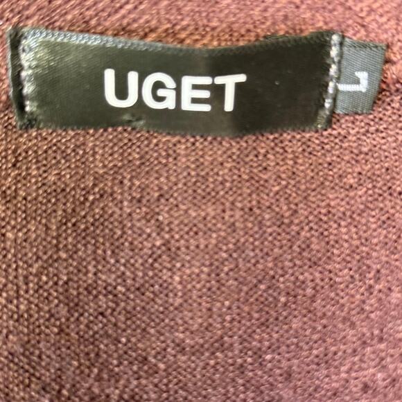 Uget oversized burgundy long sleeve sweater oxblood high-low hem size large - Picture 3 of 5